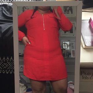 Red long sleeve dress